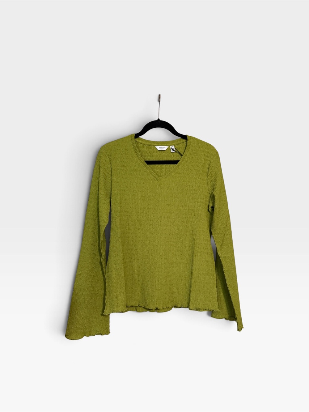Tea Collection Olive-Tone V-Neck Textured Long Sleeve Top